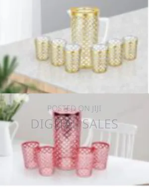 Bpa Free Leak Proof Plastic Water Jug With 6 Tumblers Drinkware