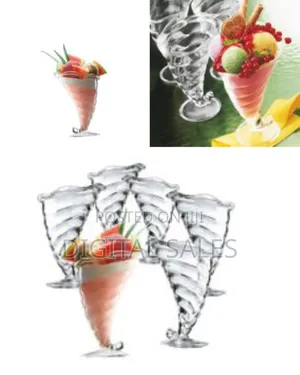 6 Pack Shell of 32cl Sundae Cups Clear Glasses Footed Milkshakes