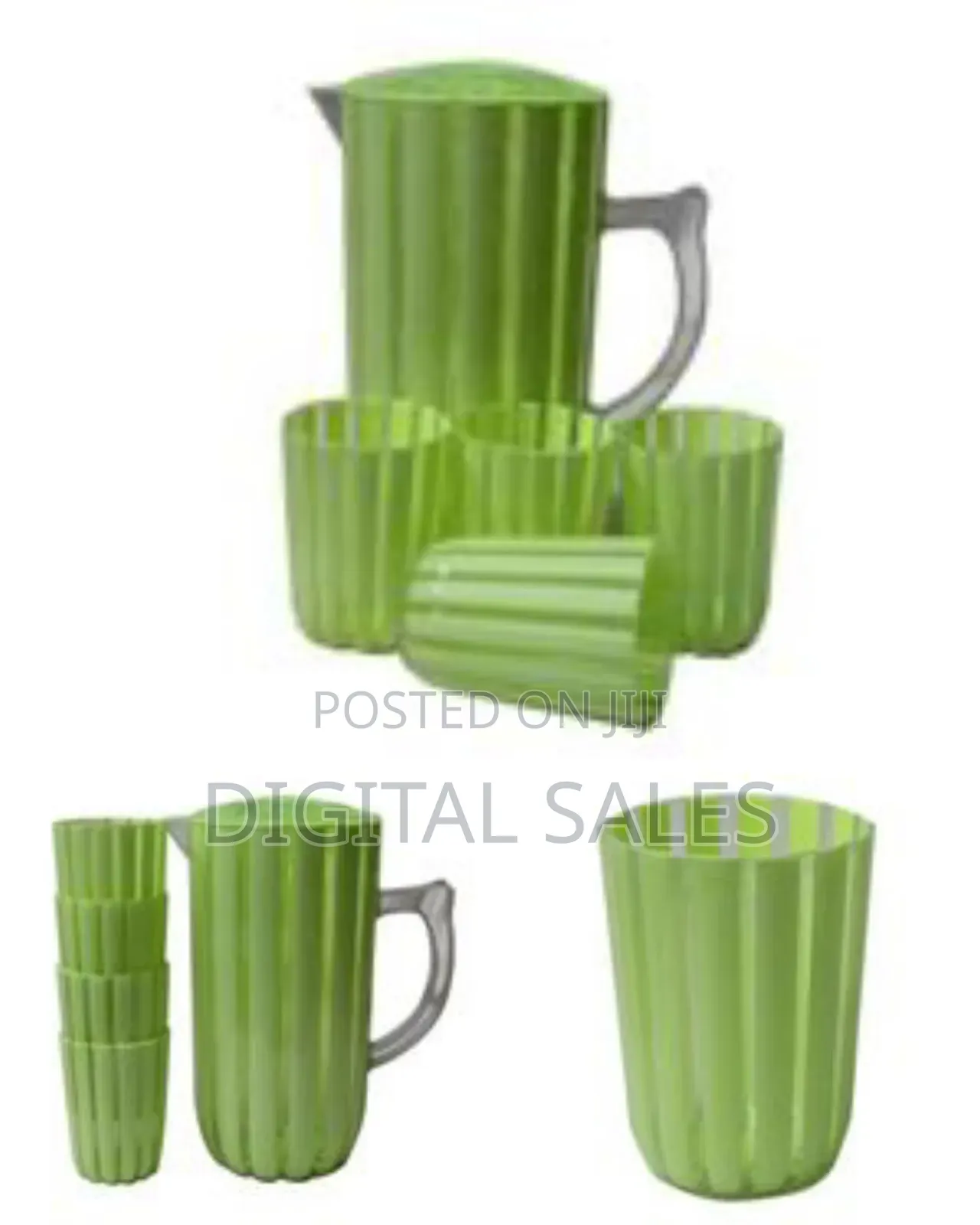 Plastic Jar and 4 Plastic Mugs
