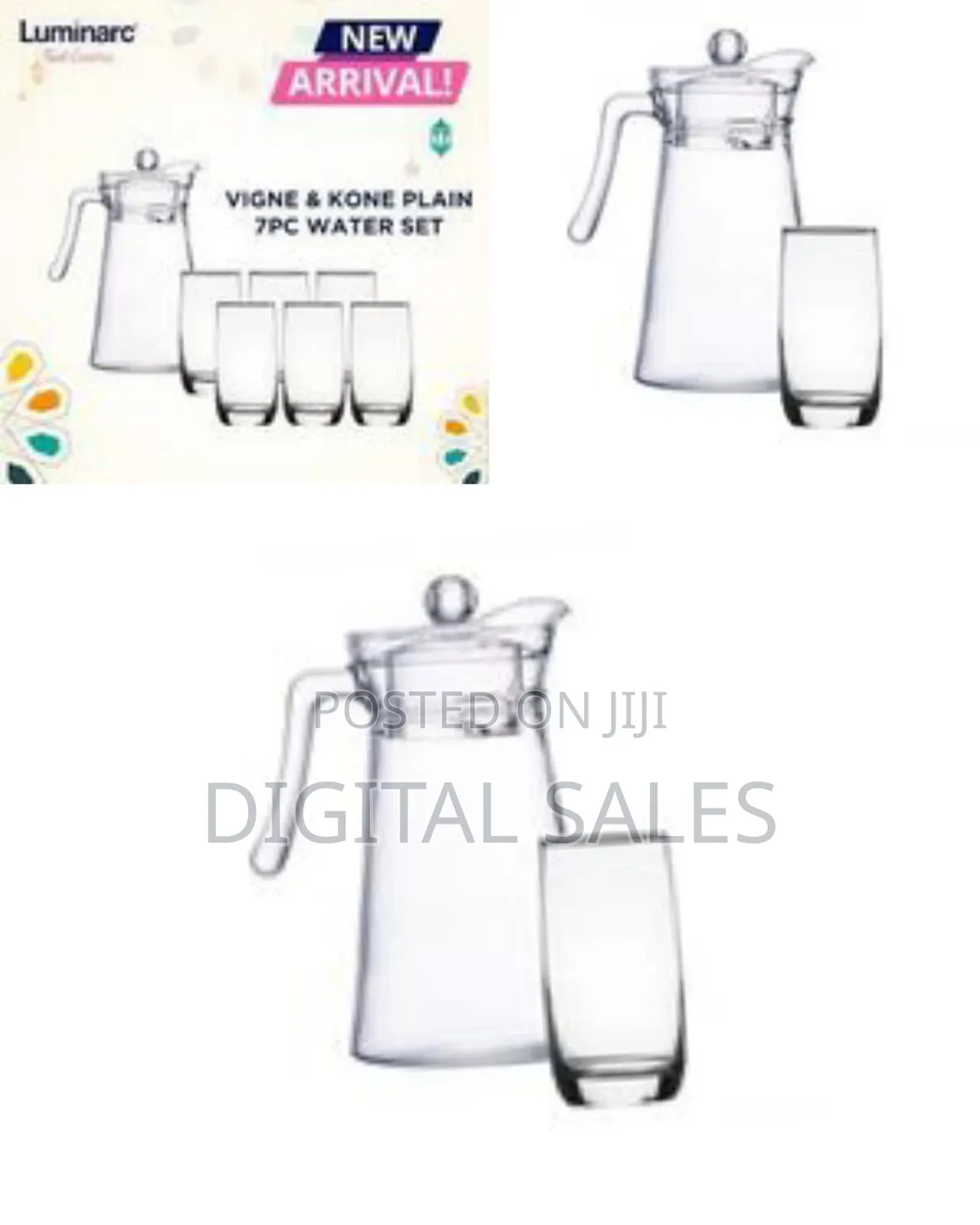Luminarc Vigne Kone Plain 7pc Water Set Glasses and 1.3l
