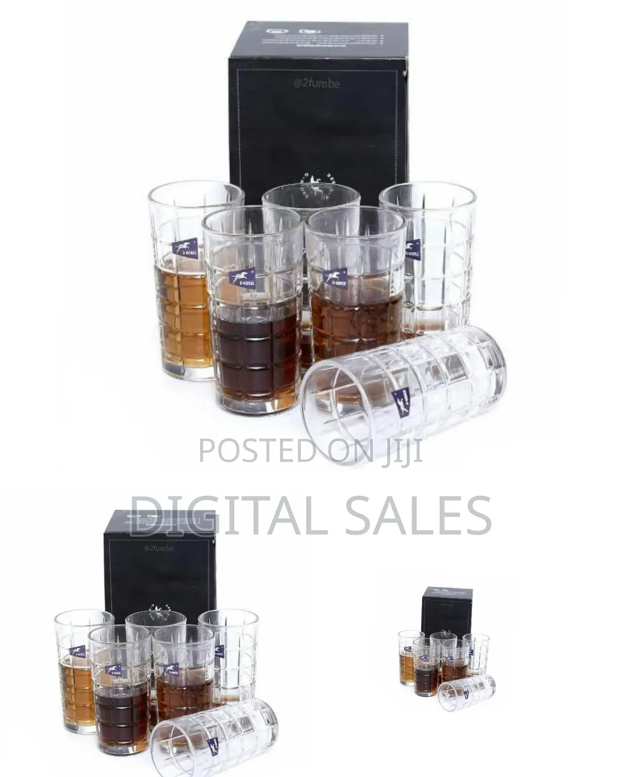 6 Pieces of Lined Design Juice Glasses