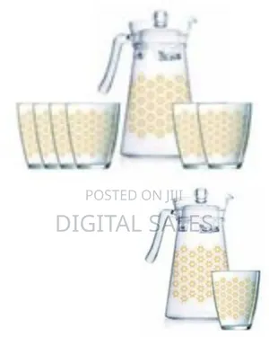 Luminarc 7 Pieces of Neo+Kone Golden Flower Maze Drink Set 6 Juice
