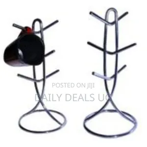 6 Cup Holder Stand Storage Organizer, Silver