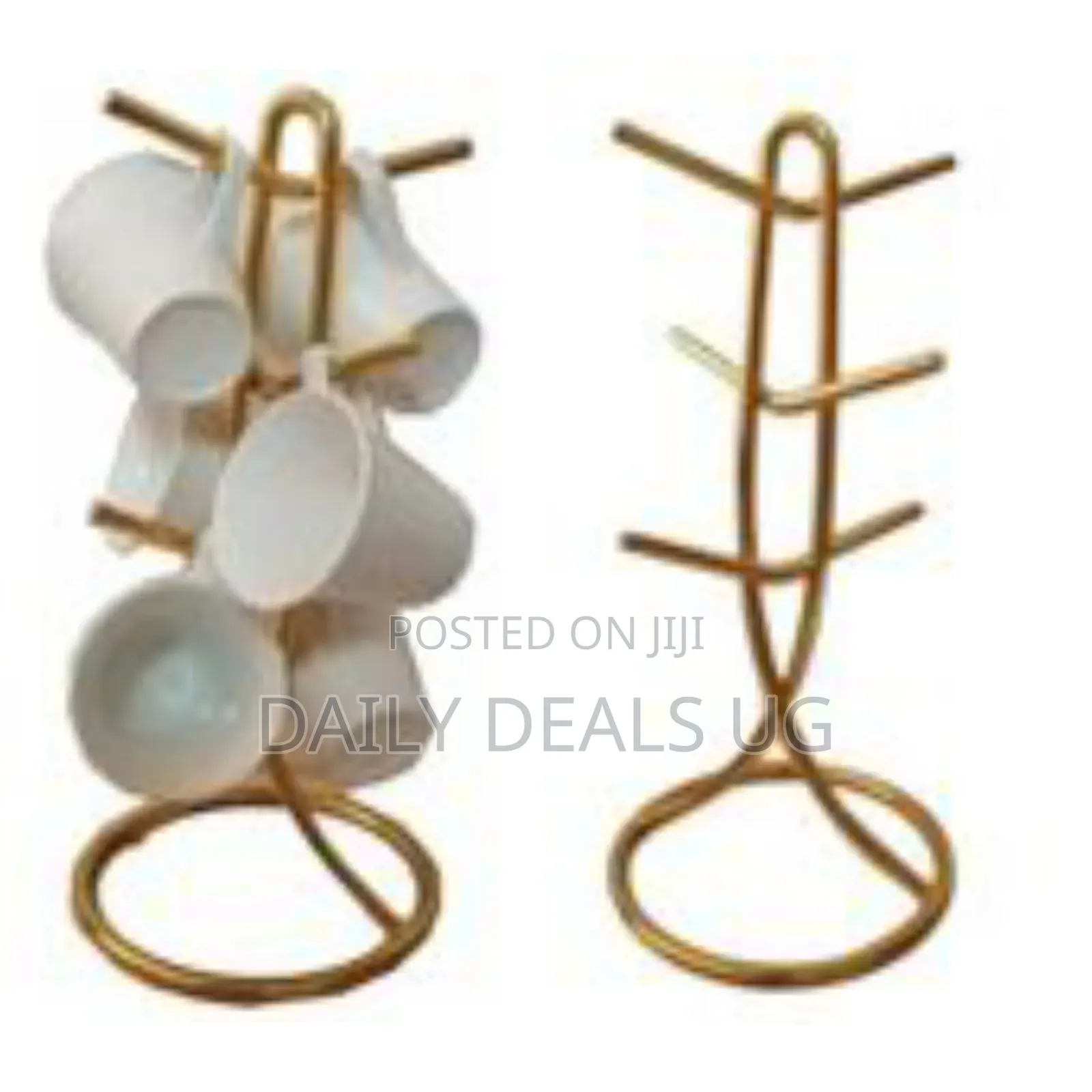 6 Cup Stand Holder Storage Organizer Rack, Gold