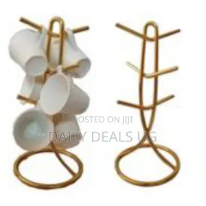 6 Cup Stand Holder Storage Organizer Rack, Gold