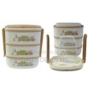 3 Layer Rabbit Lunch Box Container Tiffin - Cream