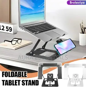Foldable Dual Laptop and Mobile Phone Aluminium Stand