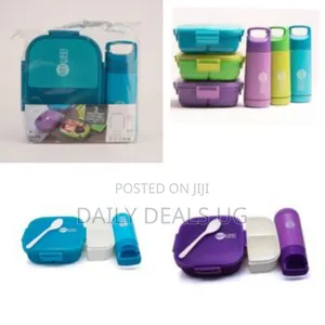 Leak Proof 3 Compartment Lunch Box With Bottle (350 Ml) Reusable