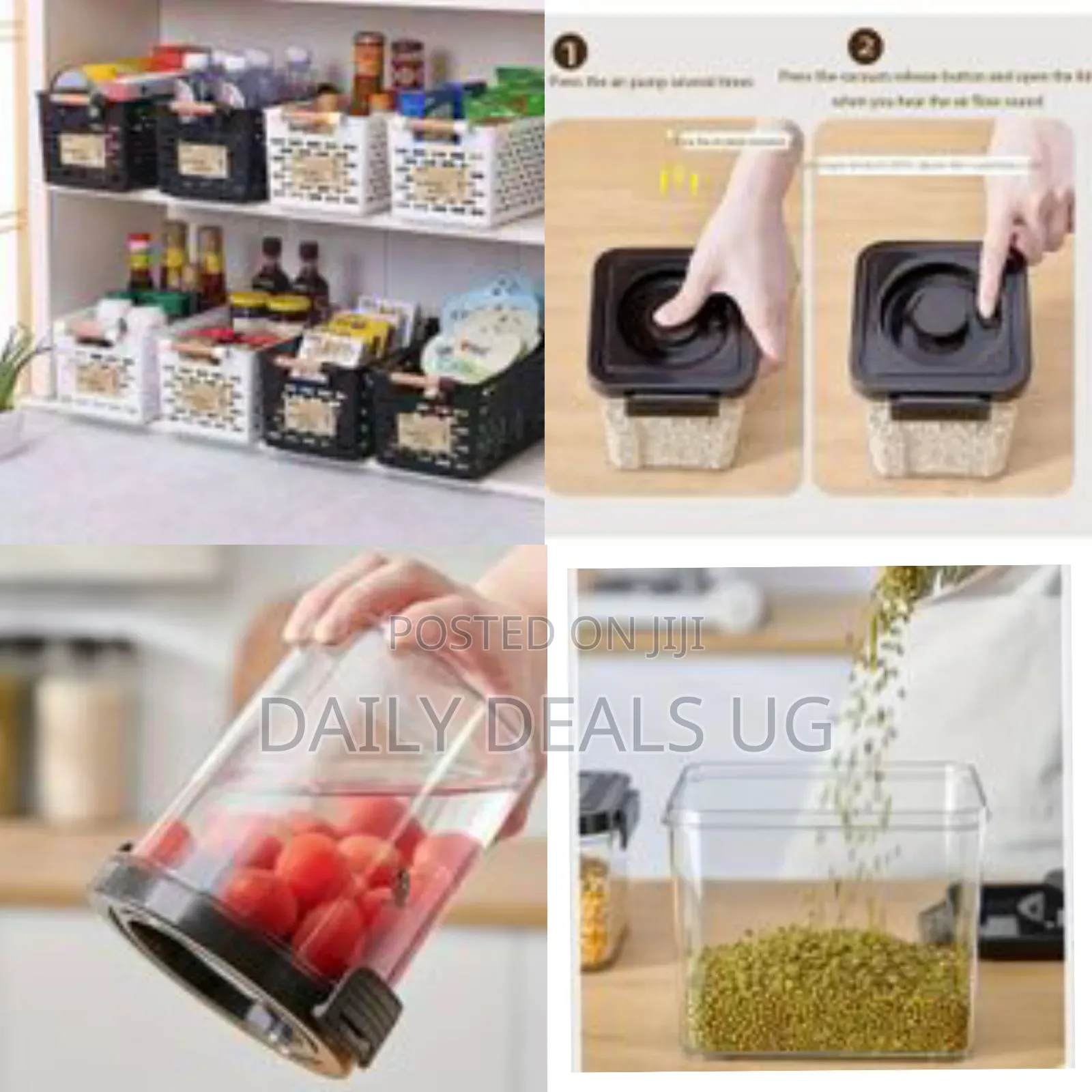 5 Piece Simple Vacuum Storage Tank Cereals Storage Box,Airtight Dry