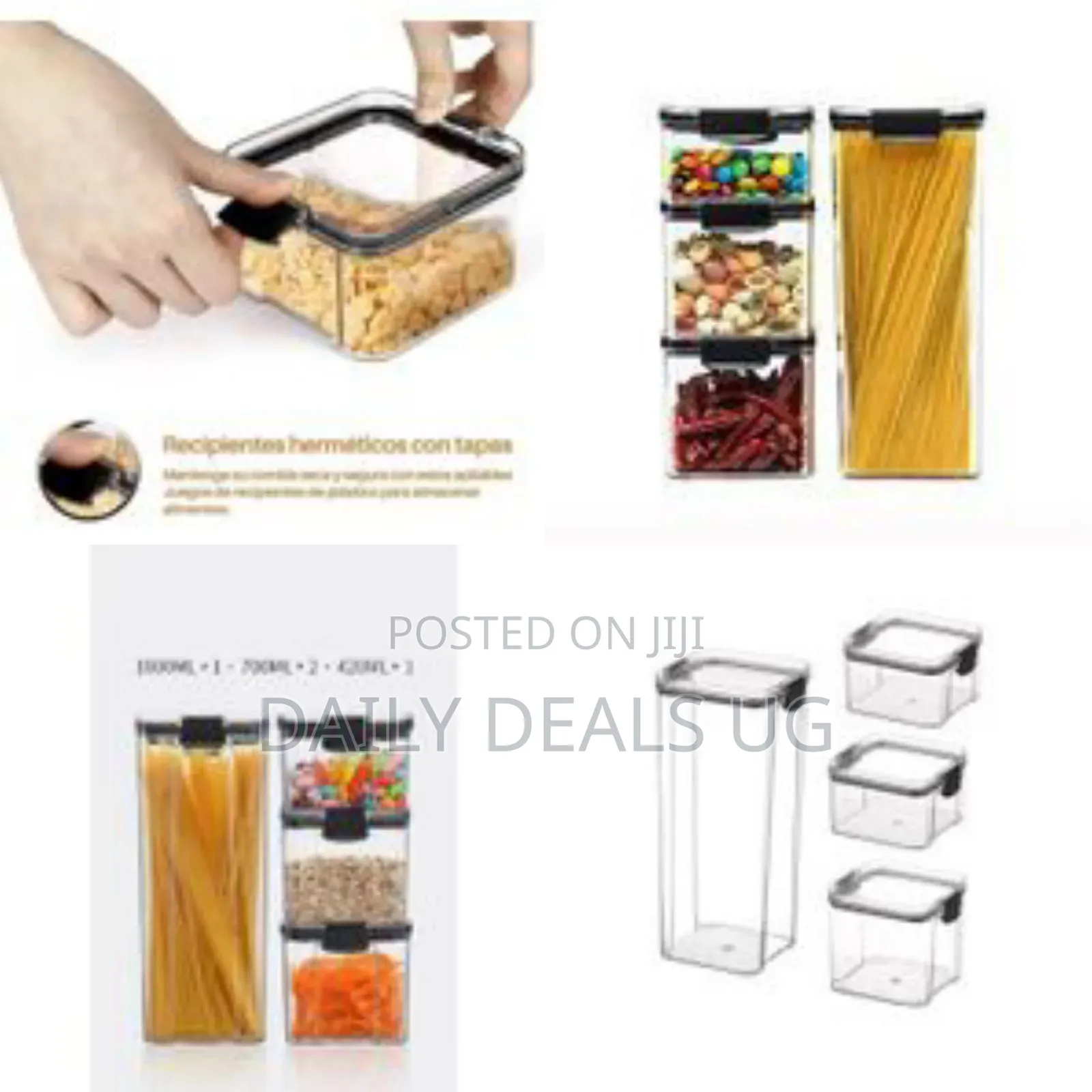 6 Piece Tight Stackable Cereal Storage Containers Airtight Plastic