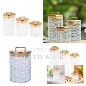 3 Piece Acrylic Canisters Sealed Cookie Jars With Airtight Lid Food