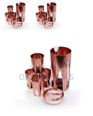4 Piece Melamine Juice Tumbler Cups and 1piece Jug Water Set-Brown