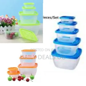 5 Pc Square Airtight Food Storage Containers Tins With Lids