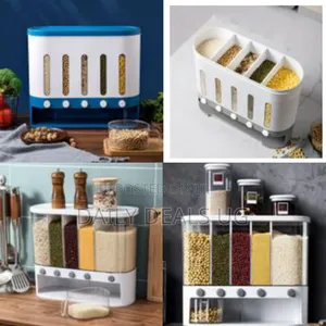 5-Grid Wall Mounted Storage Container 12l Food Dispenser Rice Bucket