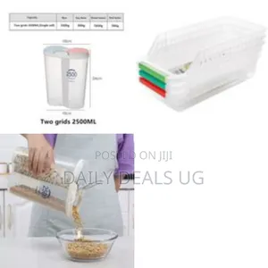 2 Section Cereal Food Dispenser Storage Jar Box Container Bin