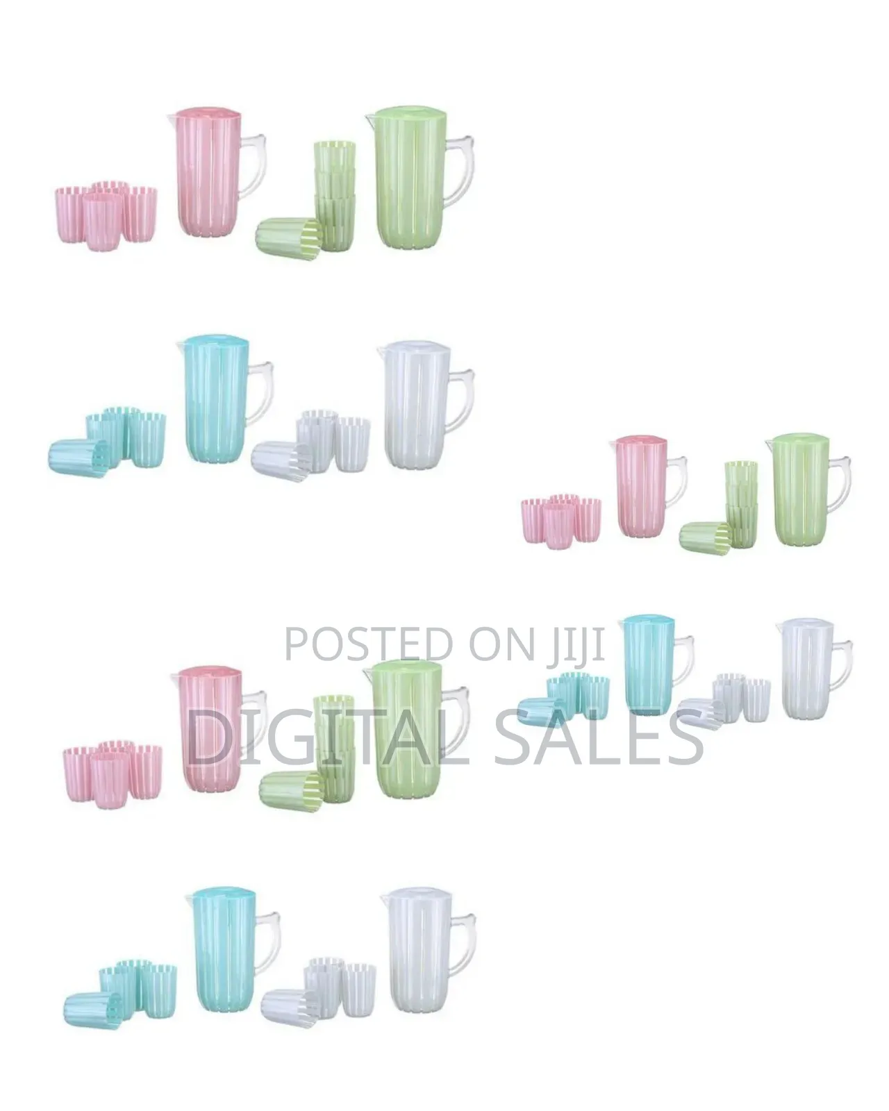 1 Set of Plastic Water 1 Jug 4 Pieces Combo Water Set for Dining