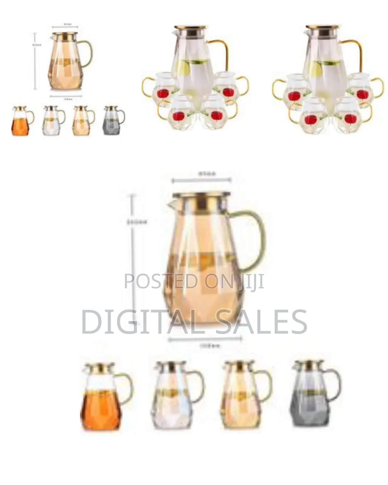 Borosilicate Glass Hot and Cold Water Pitcher With 6 Ice Tea