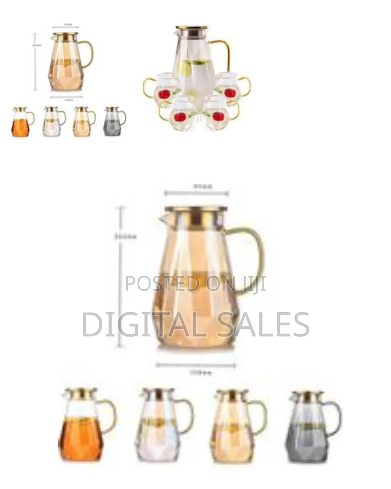 Borosilicate Glass Hot and Cold Water Pitcher With 6 Ice Tea