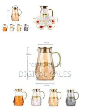 Borosilicate Glass Hot and Cold Water Pitcher With 6 Ice Tea