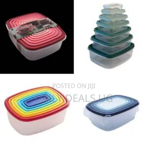 7 Piece Rainbow Plastic Fridge Storage Food Containers With Leak