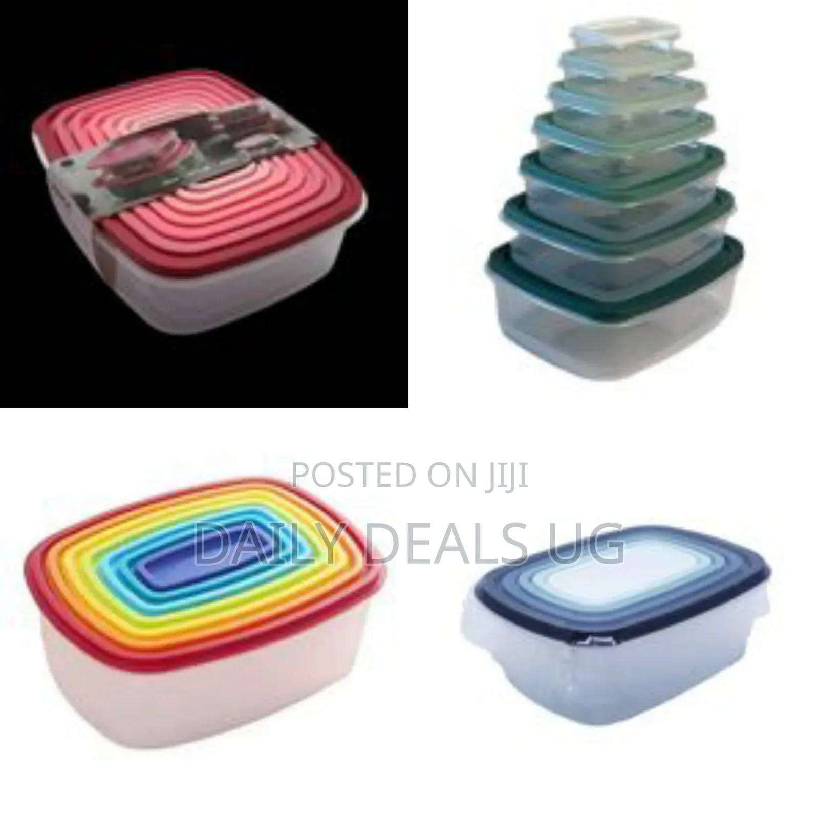 7 Piece Rainbow Plastic Fridge Storage Food Containers With Leak