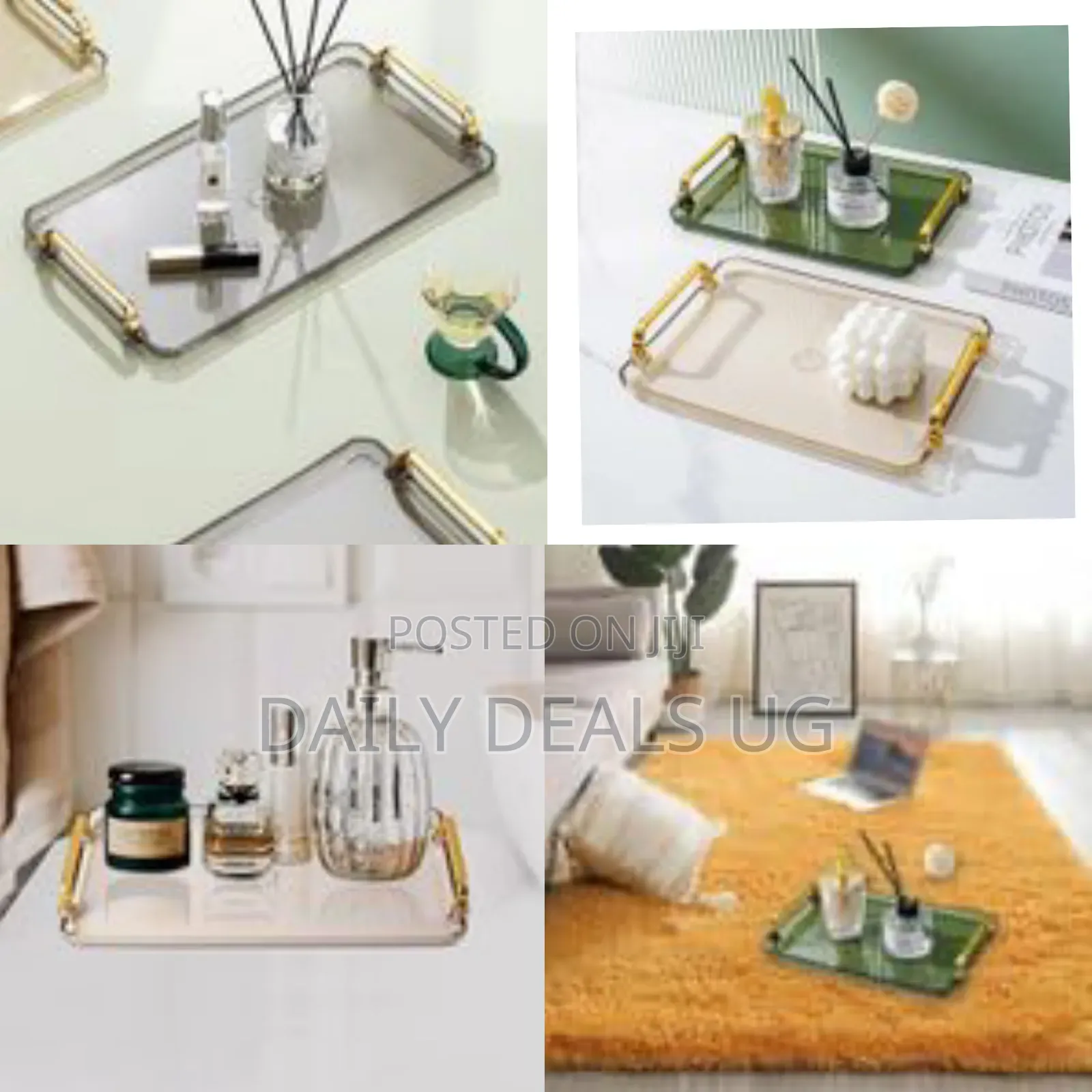 16 Inches Acrylic Serving Tray With Handles Decorative Coffee Table