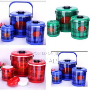 3pc Checked Food Warmer Dishes Thermal Insulation Hot Pot Casserole