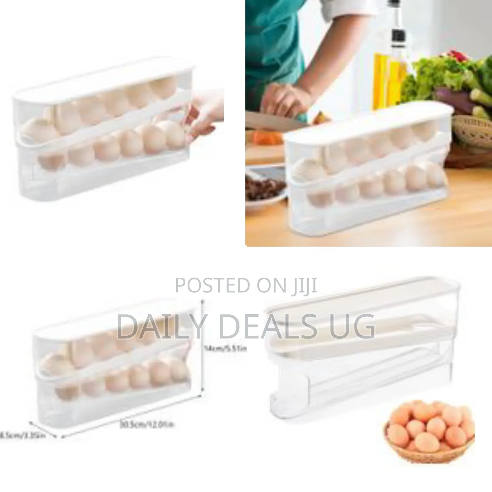12pcs Double Layer Egg Storage Box - Rolling Countertop Egg Holder