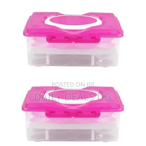 Plastic Double Egg Tray Storage - Pink