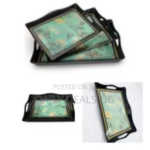 3 Pieces of Melamine Serving Trays Platters, Green