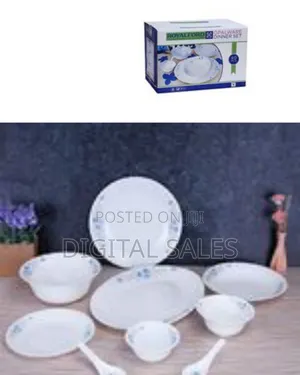 Royalford 40 PCS Opal Glassware Spoons Plates Bowls Dinner Set