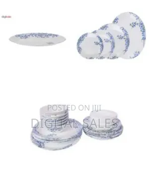 Arcopal 26 Pieces Aliya Blue Opalware Dinner Set With Saucer, Plates,