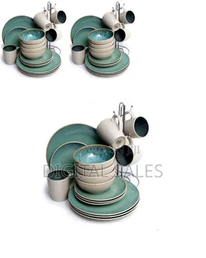 16-Piece Round Ceramic Tableware Dinnerware Set Turquoise Stoneware