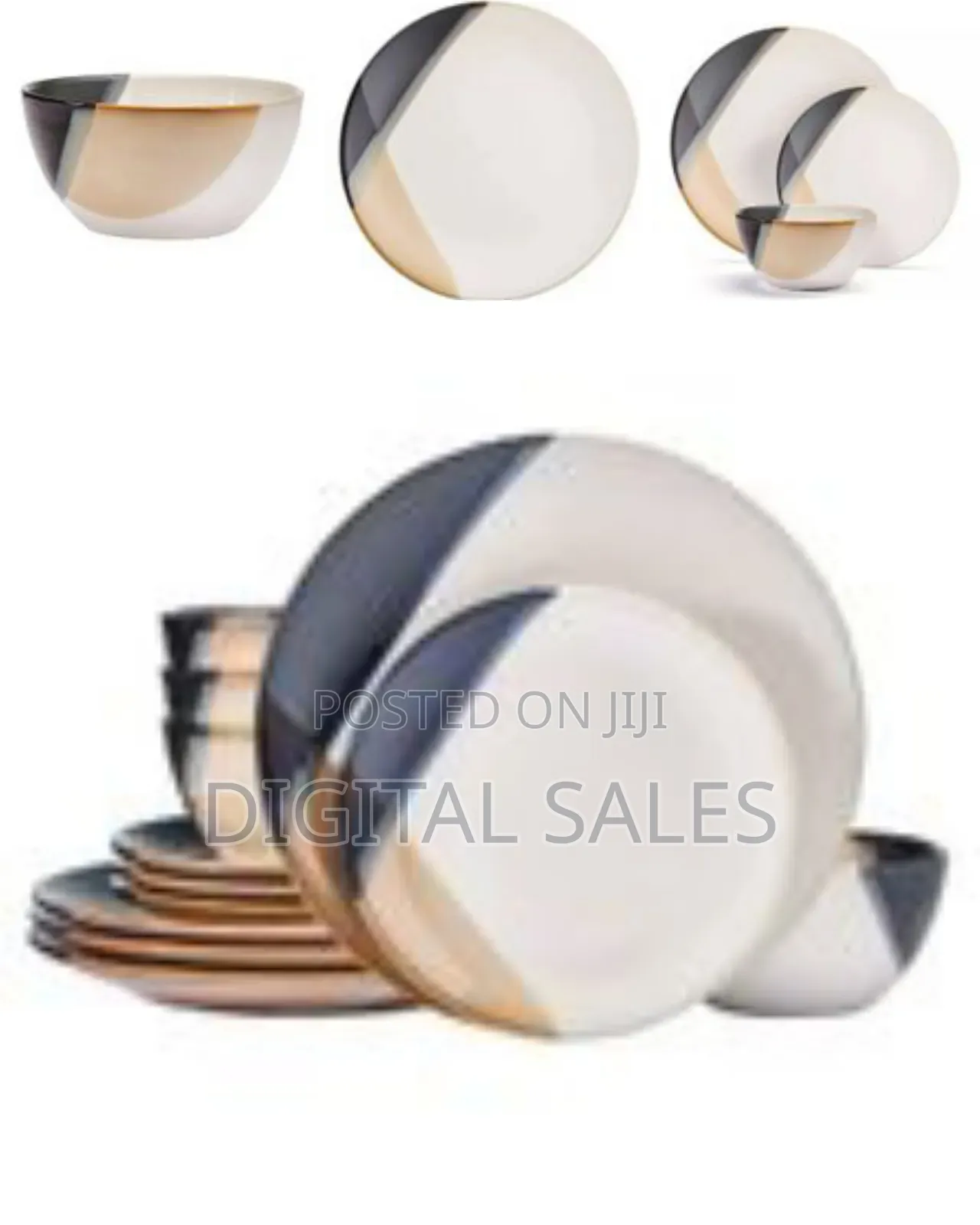 18 Piece Stoneware Partial Dinnerware Sets of 6, Modern Plates