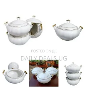 3 Piece Soup Food Serving Dishes Bowls Casserole Pots- White