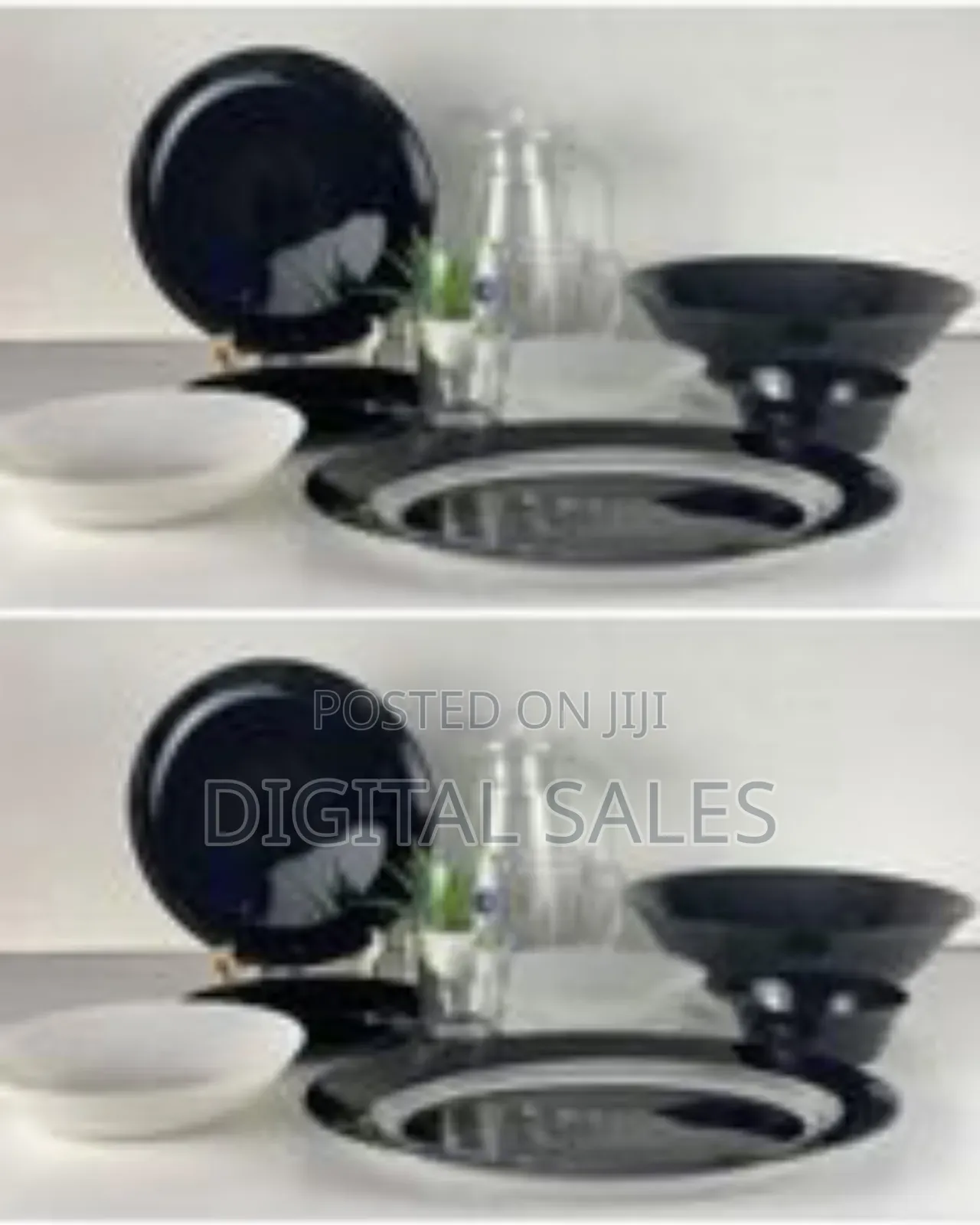 Luminarc Black White Plates Dinner Set (46 Pcs)