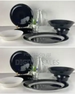 Luminarc Black White Plates Dinner Set (46 Pcs)