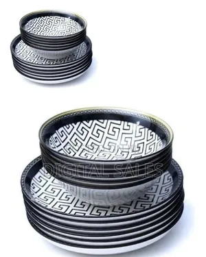 12 Piece Round Multi Design Food Plates, Bowls Dinner