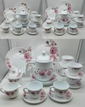 24 PCS Flowered Opalware Dinner Set With Cups and Saucer, Plates,Side