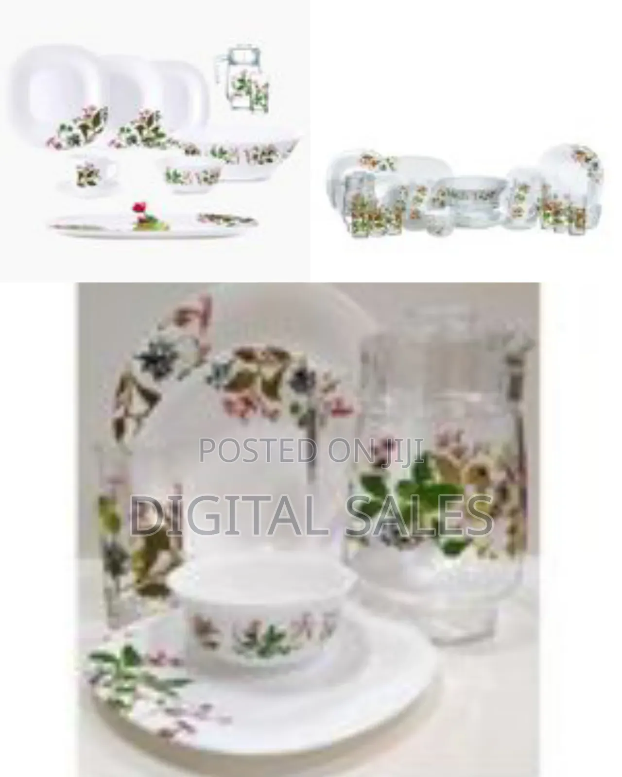 Luminarc Prunier Plates, Cups, Bowls Glass Dinnerware Set, 46 Piece,