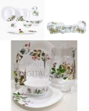 Luminarc Prunier Plates, Cups, Bowls Glass Dinnerware Set, 46 Piece,