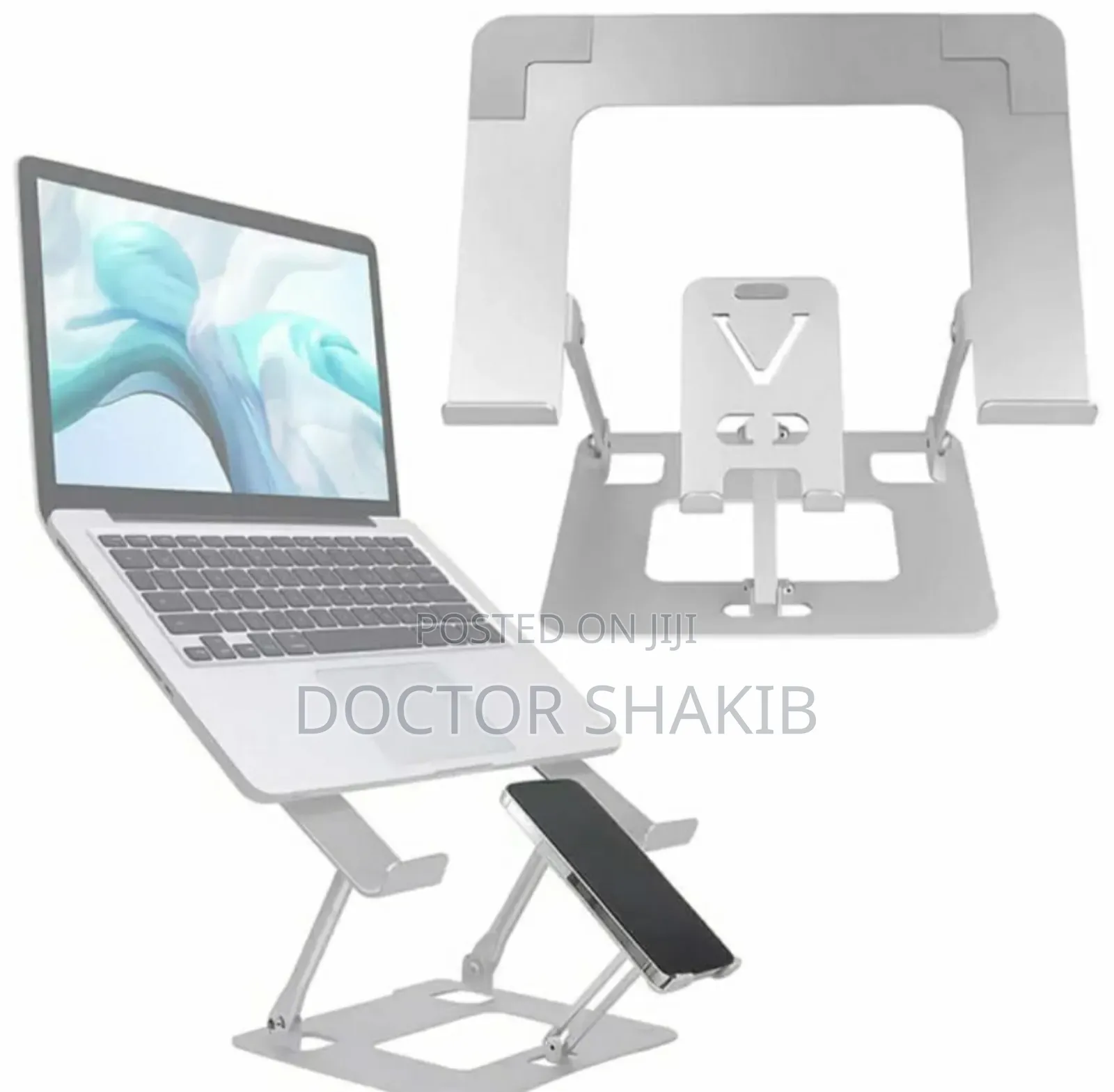 Strong Foldable Dual Laptop and Mobile Phone Aluminium Stand