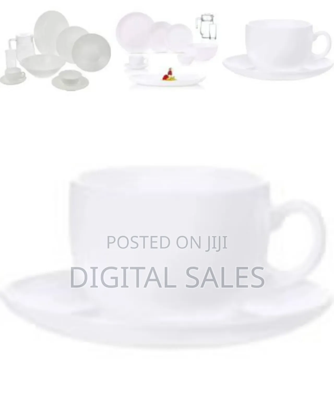 46 PCS Plain White Dinner Set With Cups, Glasses, Jug, Salad Dish