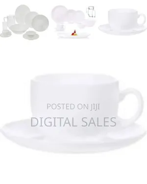 46 PCS Plain White Dinner Set With Cups, Glasses, Jug, Salad Dish