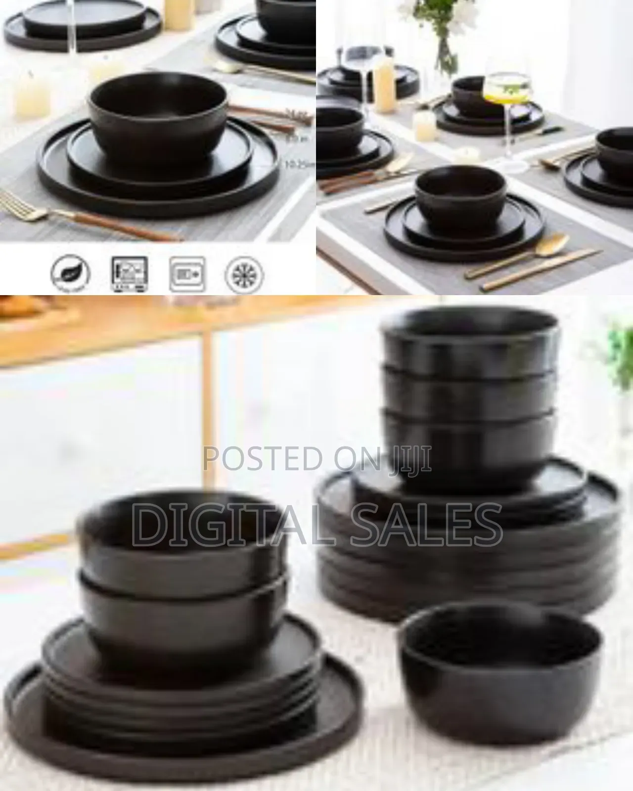 18pc Stoneware Dinnerware Sets of 6, Modern Plates and Bowls