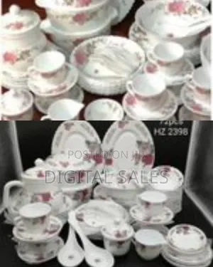 72 Pieces Flowered Opalware Dinner Set With Cups and Saucer Soup
