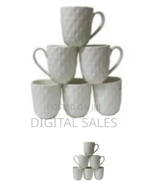 6 Pieces of Tea Coffee Cups Mugs on Wooden Stand
