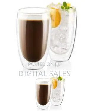 6-Piece ,12 Oz Glass Cups, Double Walled Thermo