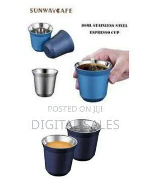 Espresso Cups Stainless Steel Set of 2 Pieces 80 Ml Double-Walled