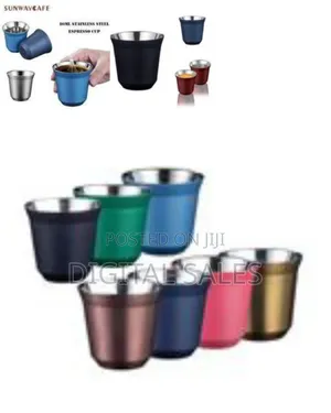 Espresso Cups Stainless Steel Set of 2 Pieces 80 Ml Double-Walled
